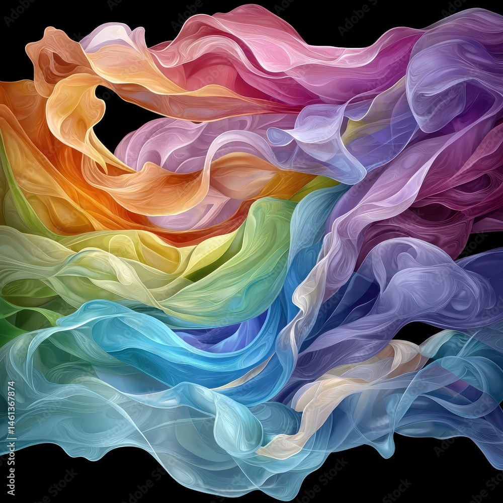 Fototapeta premium Vibrant colorful smoke filling the air creating a stunning visual effect against a dark backdrop