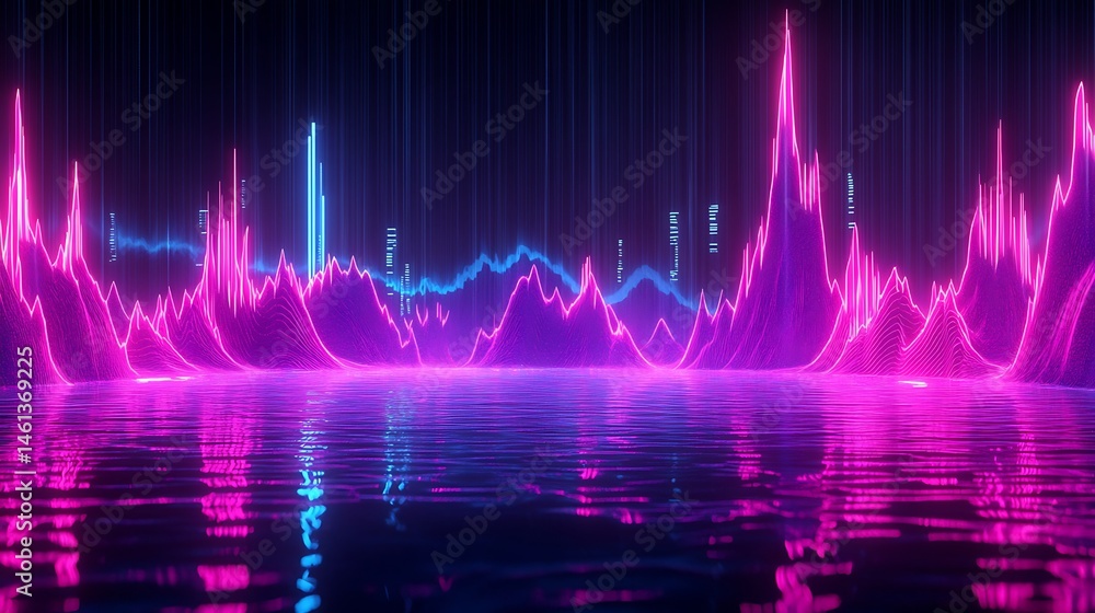 Abstract Neon Graphic of Data Waves Abstract Neon Graphic of Data Waves