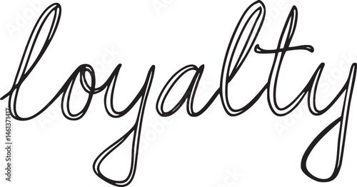 Elegant script word 'loyalty' presented on a white background.