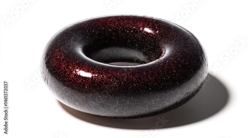 Obraz na płótnie Shiny Red and Black Glittery Donut Shaped Object on White Background w salonie