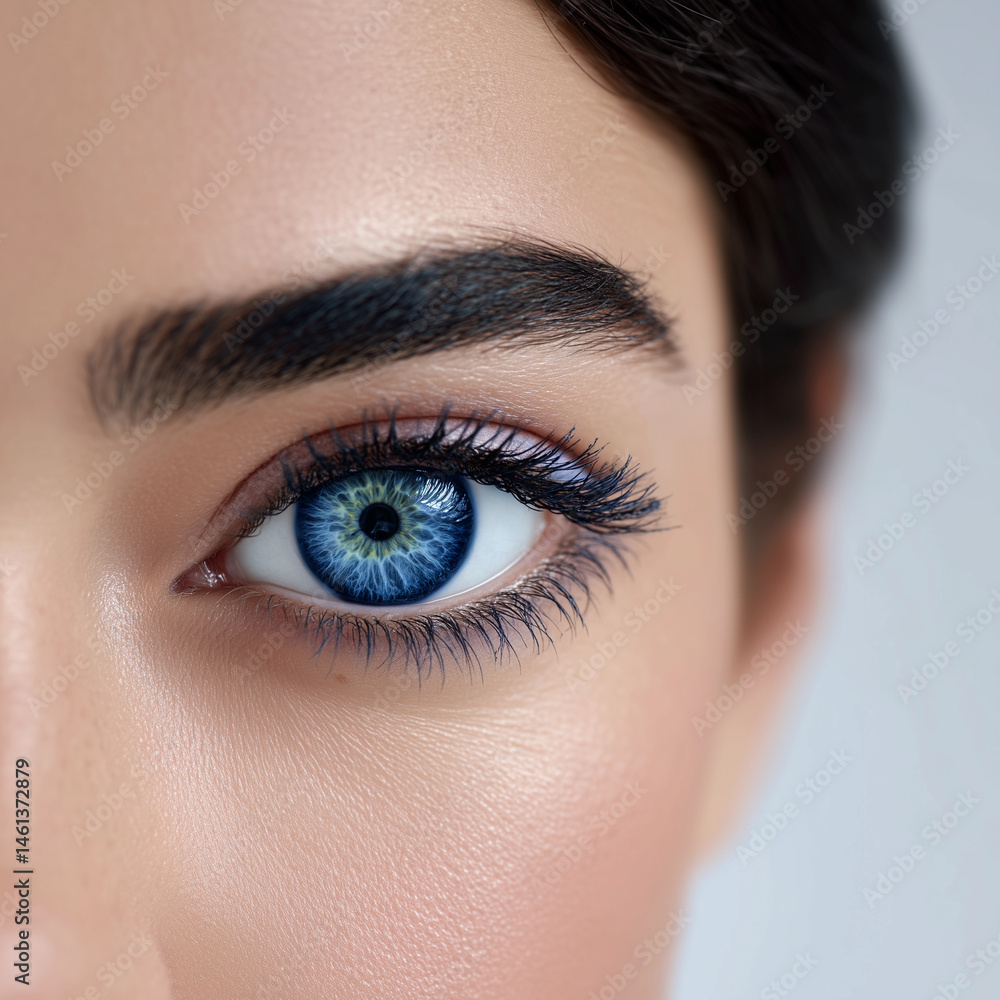 Naklejka premium A woman with long eyelashes and blue eyes