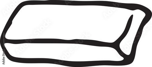 A simple black drawing depicts a rectangular pillow.