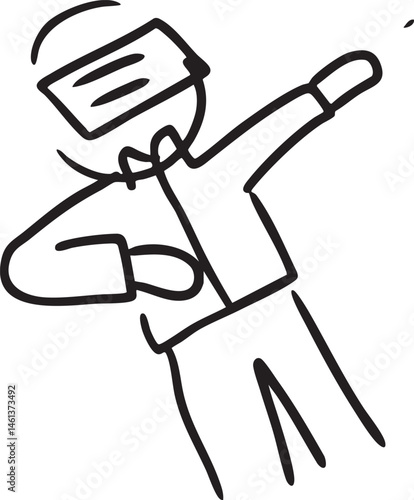 A figure performs a dynamic sideways dance pose.