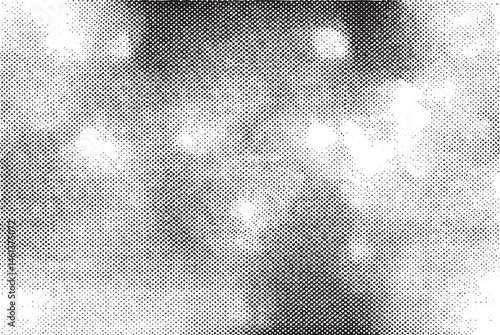 A blurred monochrome cityscape fades into a hazy distance.