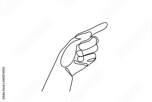 Continuous one line drawing of Hand showing something with index finger. Trendy line art vector on a white background. Vector illustration. Editable stroke