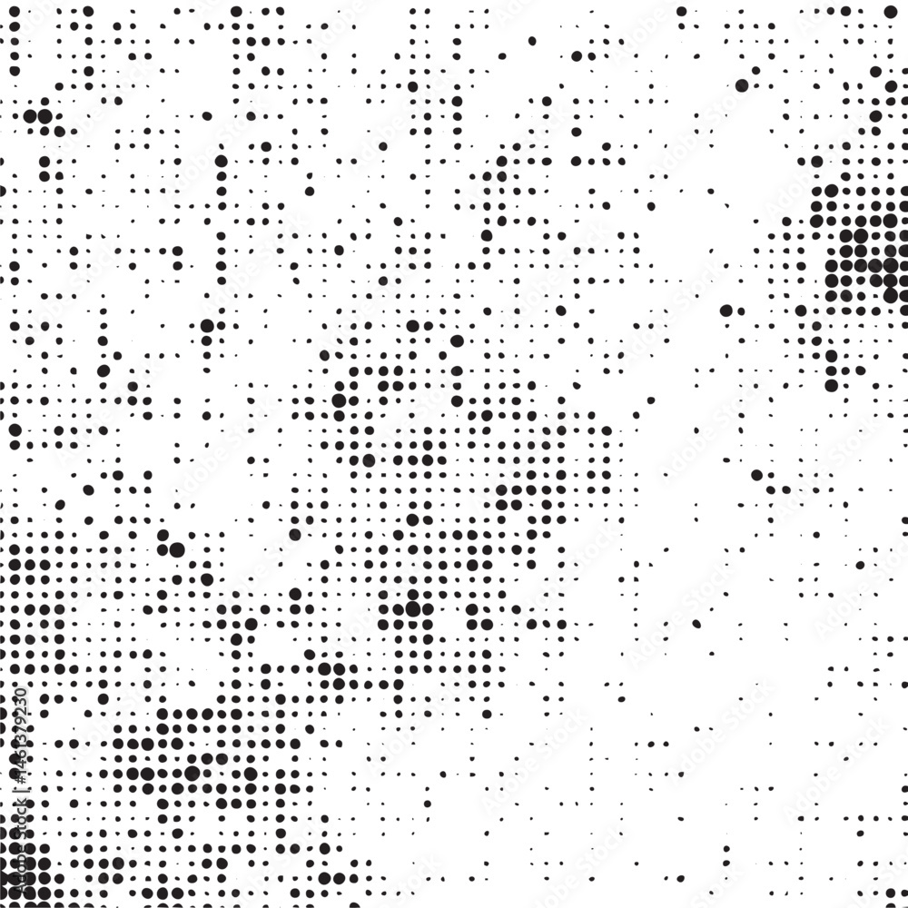 A dense array of black and white dots creates a textured abstract A dense array of black and white dots creates a textured abstract