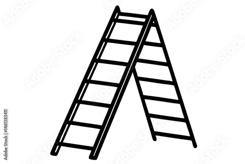 folding ladder  silhouette vector illustration white background