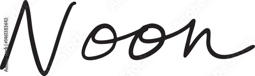Elegant cursive script spelling 'Noon' rendered on a stark white background.