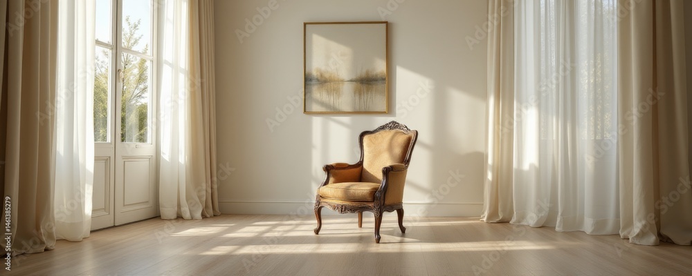 Fototapeta premium Elegant Armchair in Bright Room Interior