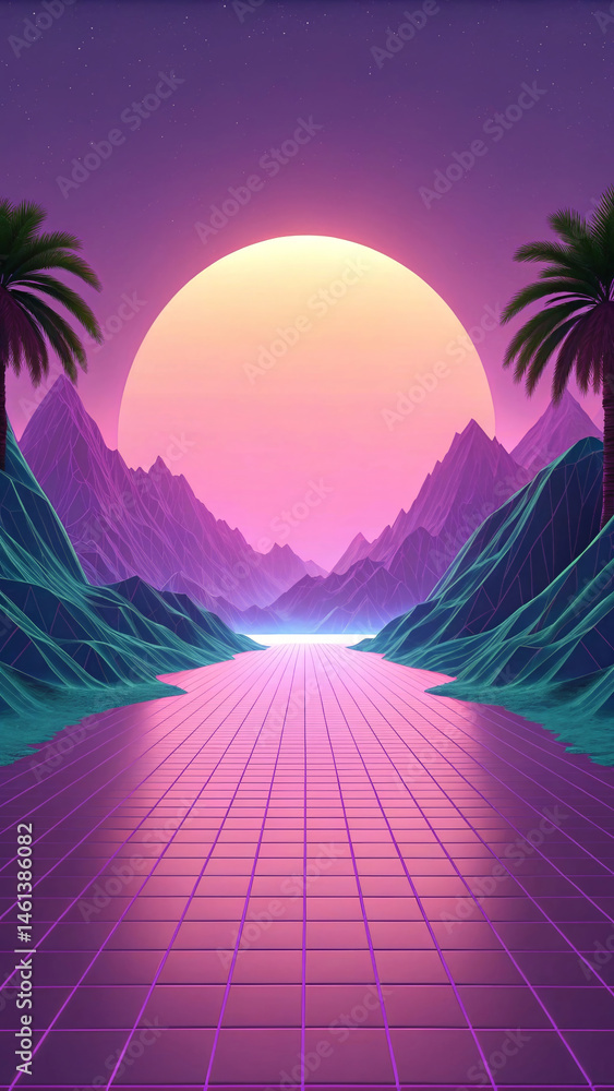 Fototapeta premium Glitchwave Surreal 3D Minimalist Background Design