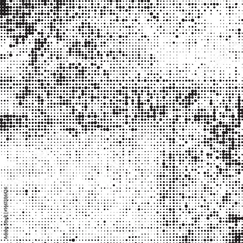 A grayscale abstract displays a dense of closely spaced dots creating a textured surface.