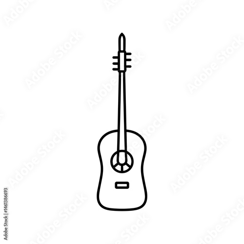 Outline guitar in a minimalistic style on a white background