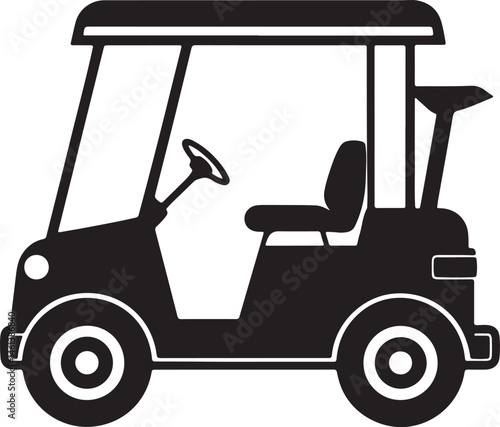 golf cart silhouette, black and white silhouette, vector and illustration
