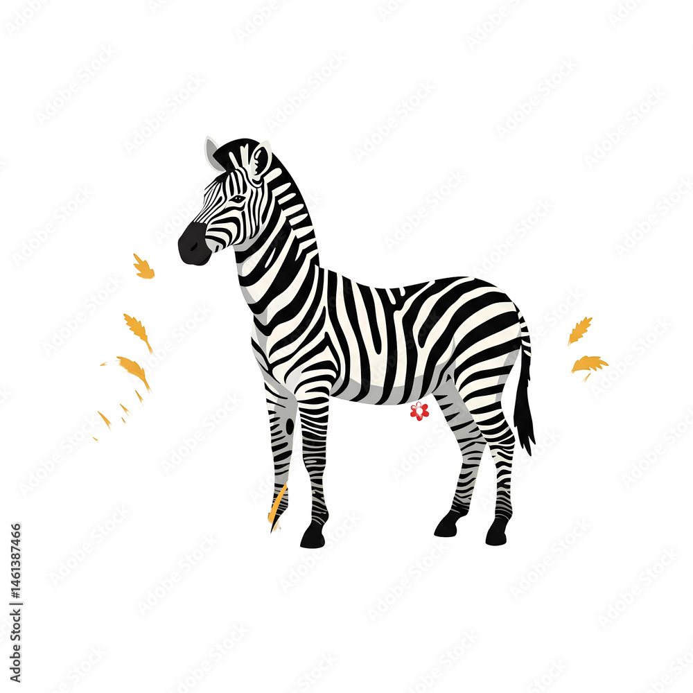 Obraz premium Majestic Zebra Standing Tall Against a Black Background African Wildlife Animal