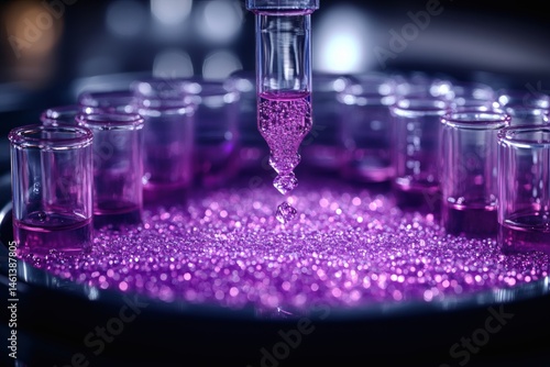 Wallpaper Mural Laboratory pipette depositing purple chemical into test tubes in high resolution laboratory photo with scientific tools under controlled lighting in research environment,


 Torontodigital.ca