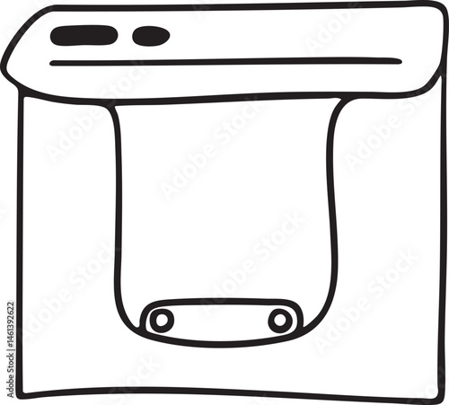 A simple black and white drawing of a printer.