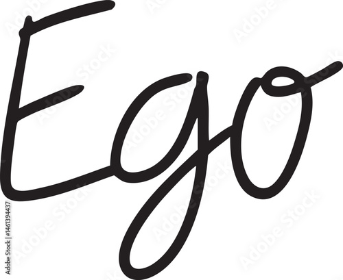 A handwritten word 'ego' is presented in a flowing cursive script.