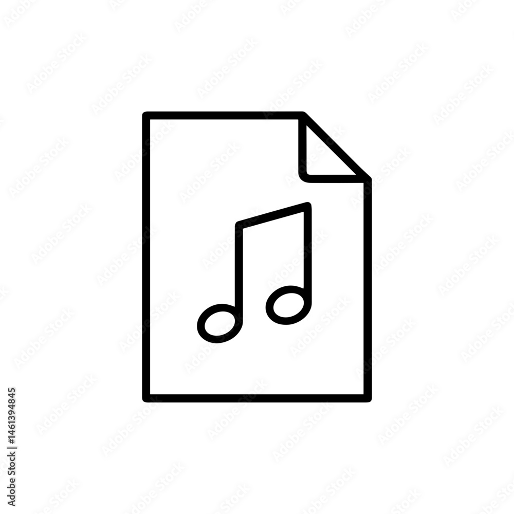 Music file icon in black line style Music file icon in black line style