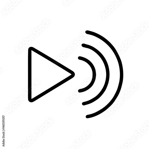 Audio play icon with sound waves in outline style
