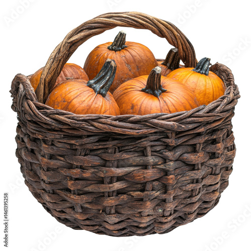 Wallpaper Mural Harvesting pumpkins in a rustic basket autumn outdoor scene. Isolated on transparent background, png. Torontodigital.ca