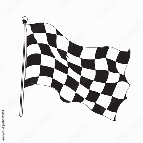 Racing Flag Vector Image. Black and white Racing Flag Vector Image isolated on white background.