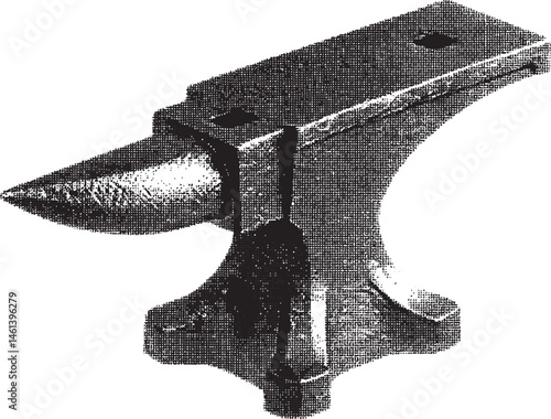 A weathered blacksmith's anvil rests on a white surface.