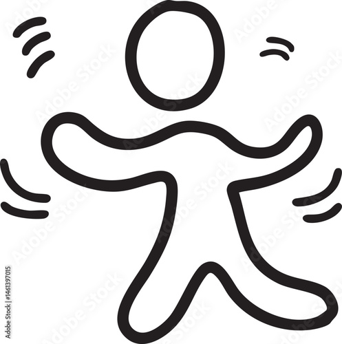 A simple outlined figure wiggles with dynamic movement.