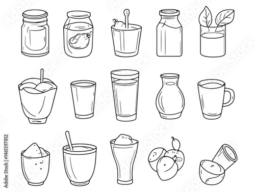 Buttermilk hand drawn food vector line art for stock design