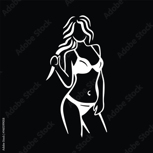 Fitness bikini woman or girl figure silhouette