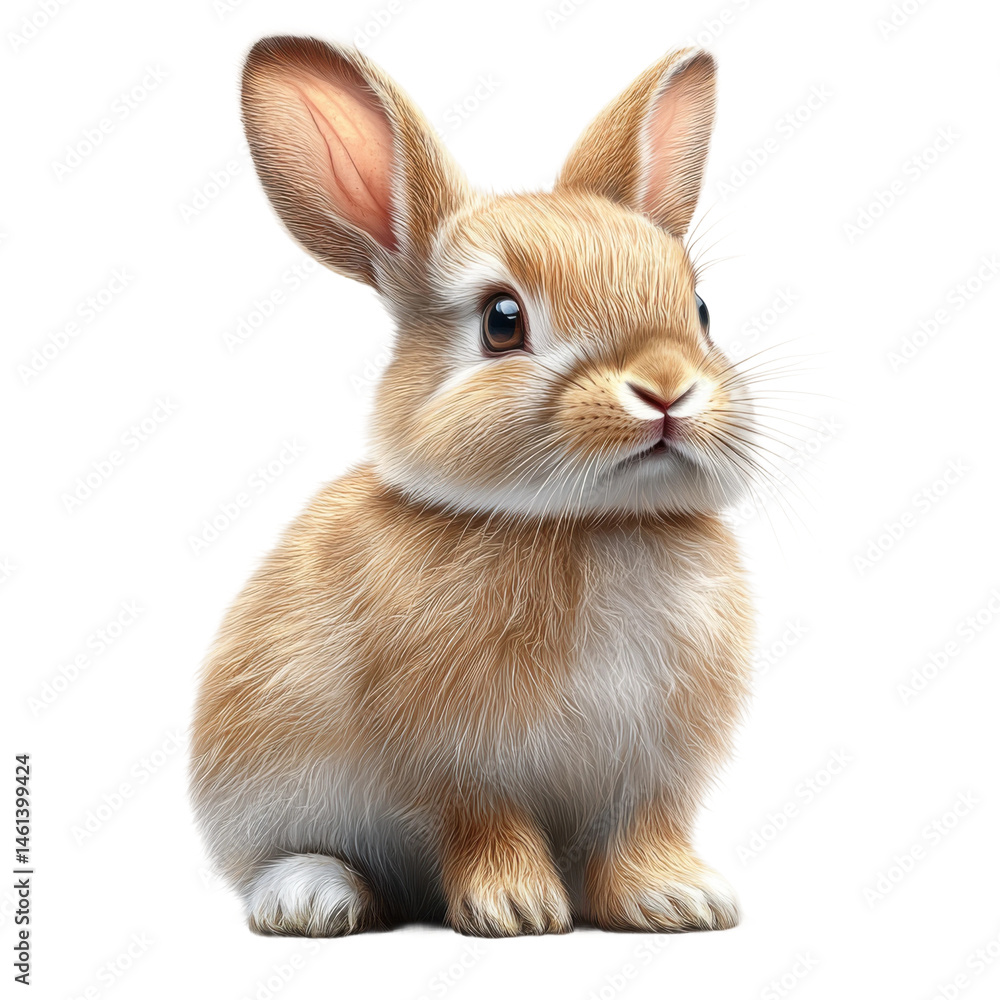 Obraz premium Cute rabbit sitting in a garden animal photography outdoor close-up. Isolated on transparent background, png.