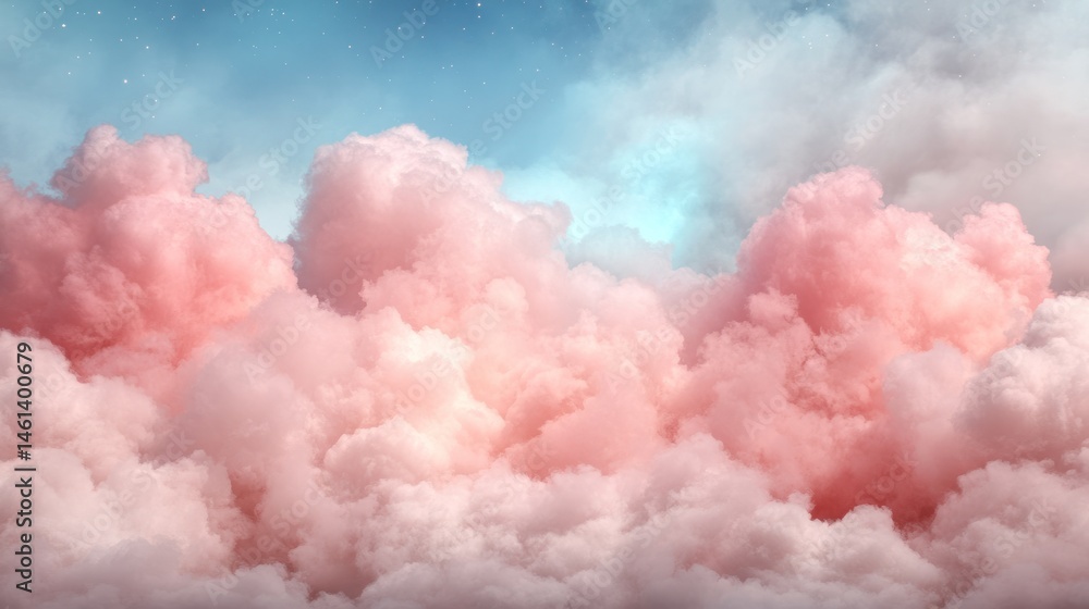 Magical Clouds and Stars with Soft Glow Background Magical Clouds and Stars with Soft Glow Background