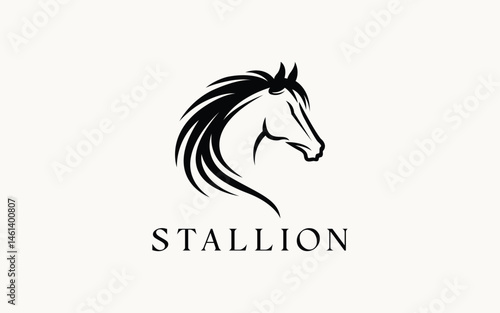 Graceful Horse Silhouette Logo with Stylized Surai Element