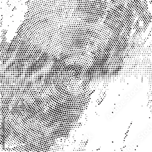 A close-up portrait reveals a person's eye rendered in a halftone
