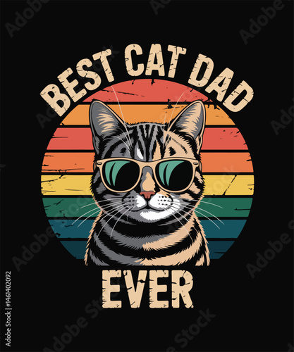 cat dad ever father's day graphic design