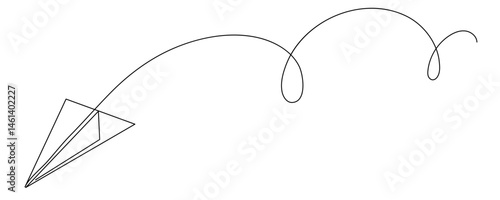Paper plane fly. Continuous line drawing.