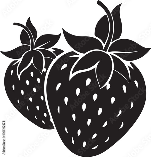 Wallpaper Mural strawberry fruit silhouette, black and white silhouette, vector and illustration Torontodigital.ca