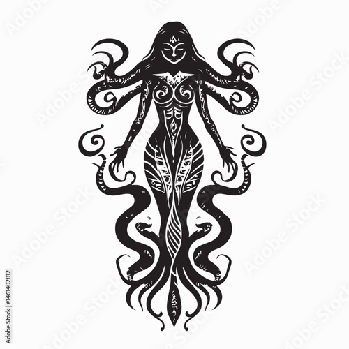 Serpent Goddess Image vector. Serpent Goddess Stock Illustrations on white background.