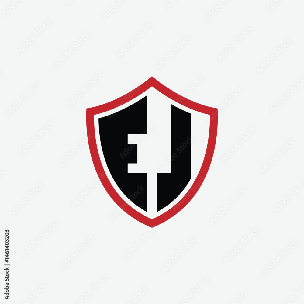 Obraz premium 632 shield logo shape letter alphabet educational learning E J