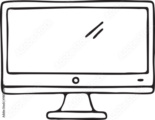 A simple monitor displays a blank screen.