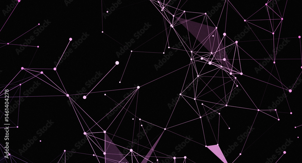 Fototapeta premium Abstract Network Background with Pink Lines and Dots on a Black Backdrop