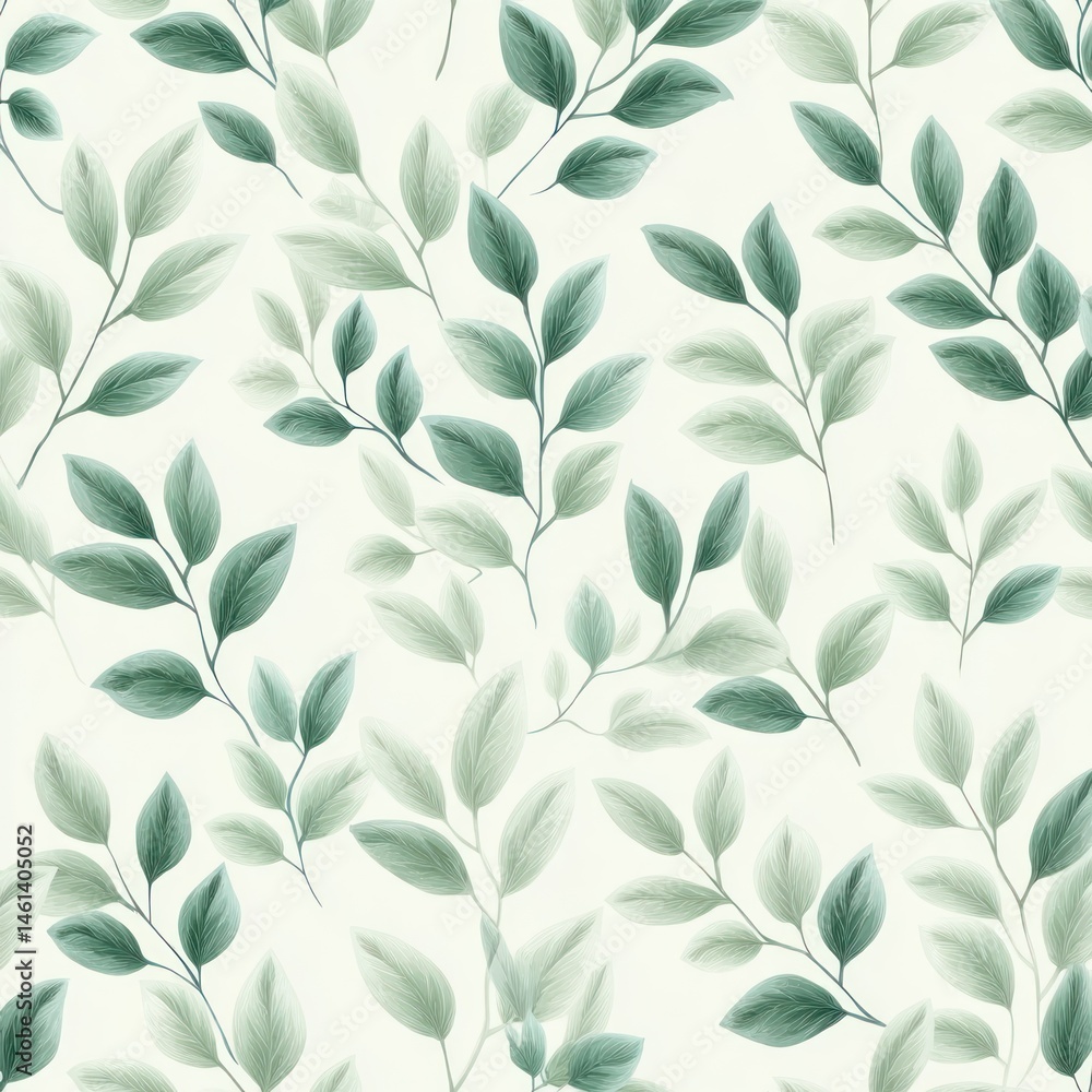 Seamless Pattern of Delicate Greenery and Pastel Wildflowers on White Background Seamless Pattern of Delicate Greenery and Pastel Wildflowers on White Background
