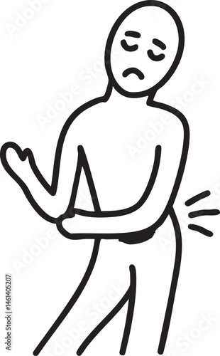 A man clutches his arm in apparent pain.