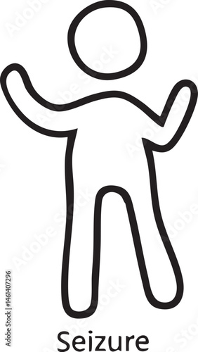A stylized isolated figure depicts a seizure.