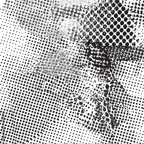 A grayscale portrait reveals a blurred human face through a dense of dots.