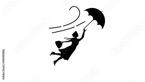 Mary Poppins symbol, black isolated silhouette