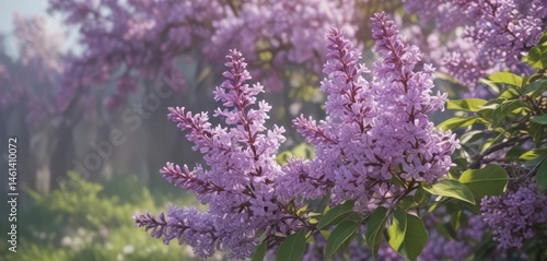 Delicate purple lilac blossoms, soft spring background, pastel, romantic, plant