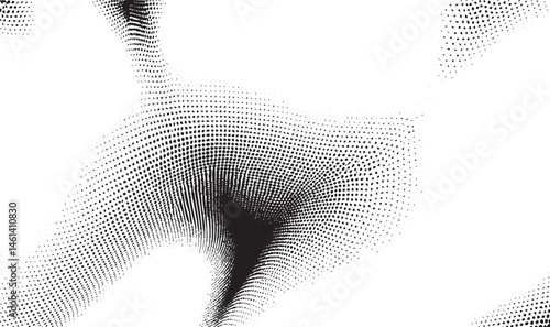 A dynamic black-and-white abstract creates a sense of depth and movement.