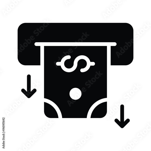 Ready to use glyph style icon of cash withdrawal