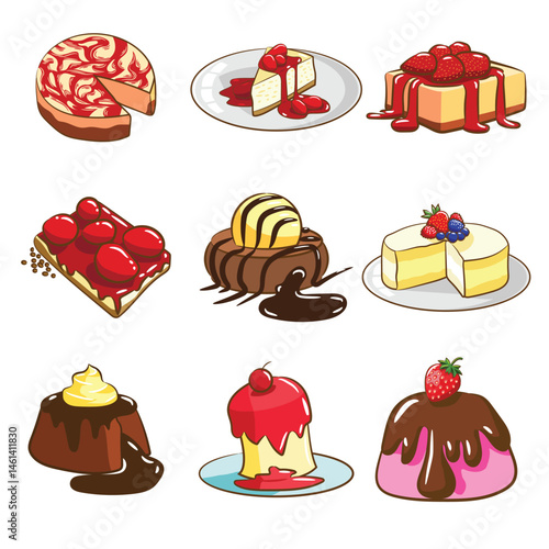 Cake Dessert icon Set vector icon logo character premium illustration