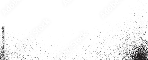 A stark white sharply contrasts with a dense scattering of black dots across the